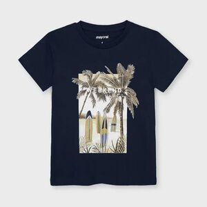 Size 6 Boys Mayoral Navy Kids T-Shirt with Surfboard Graphic